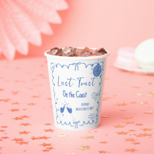 Last Toast on the Coast Bachelorette Weekend Party Paper Cups