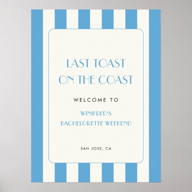Last Toast on the Coast Bachelorette Welcome Sign (Front)