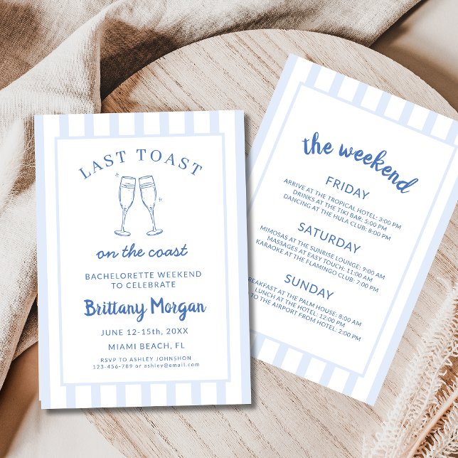 Last Toast On The Coast Beach Bachelorette Party Invitation (Creator Uploaded)