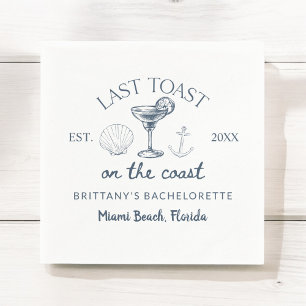 Last Toast On The Coast Beach Bachelorette Party Napkin
