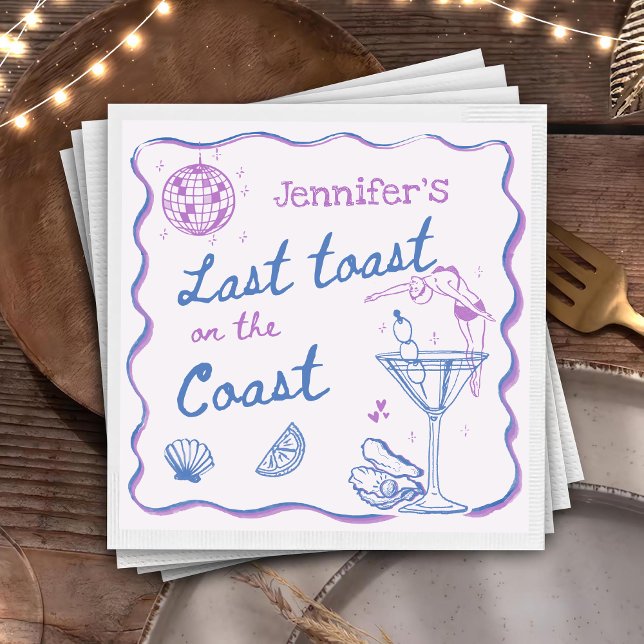 Last Toast on the Coast Beach Bachelorette Party Napkin (Creator Uploaded)