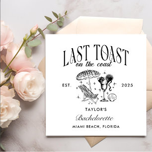 Last Toast On The Coast Beach Bachelorette Party Napkin