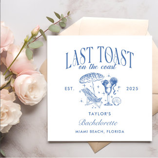 Last Toast On The Coast Beach Bachelorette Party Napkin