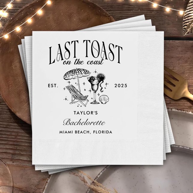 Last Toast On The Coast Beach Bachelorette Party Napkin (Creator Uploaded)
