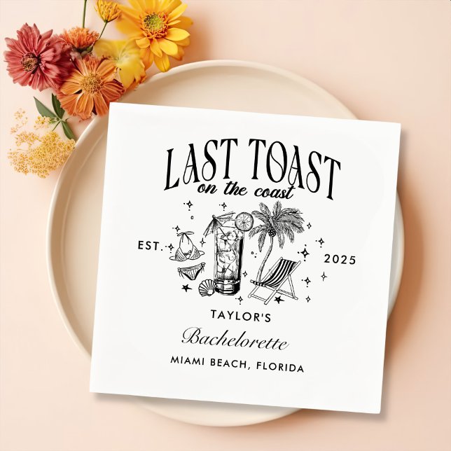 Last Toast On The Coast Beach Bachelorette Party Napkin (Creator Uploaded)