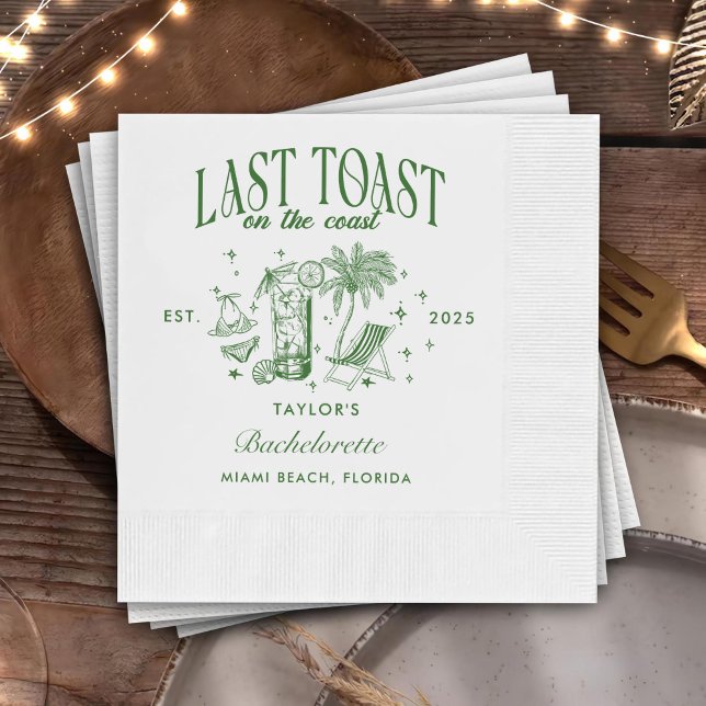 Last Toast On The Coast Beach Bachelorette Party Napkin (Creator Uploaded)