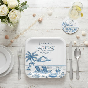 Last Toast on the Coast Beach Bachelorette Party  Paper Plate