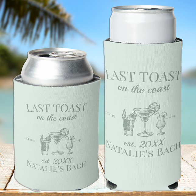 Last Toast On The Coast Beach Bachelorette Party Seltzer Can Cooler (Creator Uploaded)