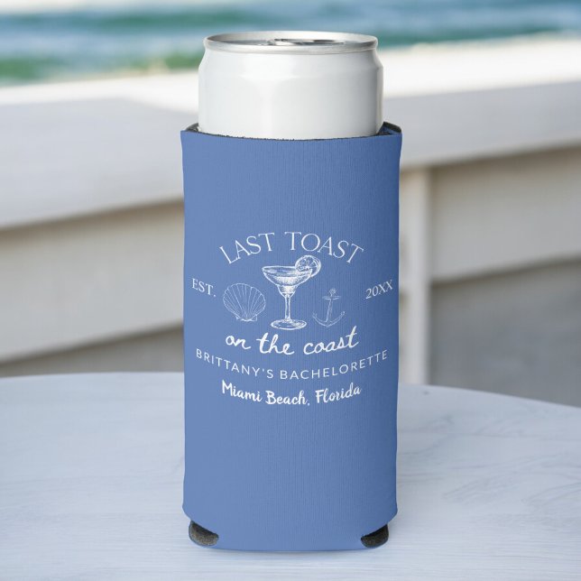 Last Toast On The Coast Beach Bachelorette Party Seltzer Can Cooler (Creator Uploaded)