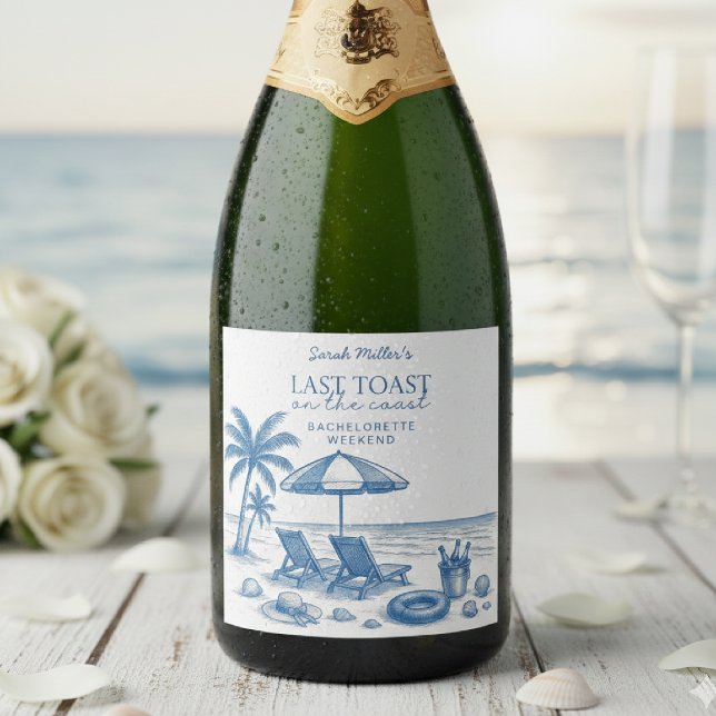 Last Toast on the Coast Beach Bachelorette Party  Sparkling Wine Label (Creator Uploaded)