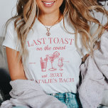 Last Toast On The Coast Beach Bachelorette Party T-Shirt<br><div class="desc">Embrace the coastal allure with our Last Toast On The Coast Beach Bachelorette Party T-Shirt – a symbol of luxury and personalised style for your beach bachelorette. This custom shirt is more than just fashionable attire; it's a testament to the sophistication of your last toast on the coast. Featuring the...</div>