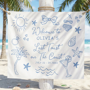 Last Toast on The Coast Beach Bachelorette Party Tapestry