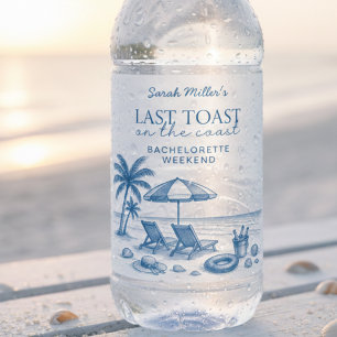 Last Toast on the Coast Beach Bachelorette Party Water Bottle Label