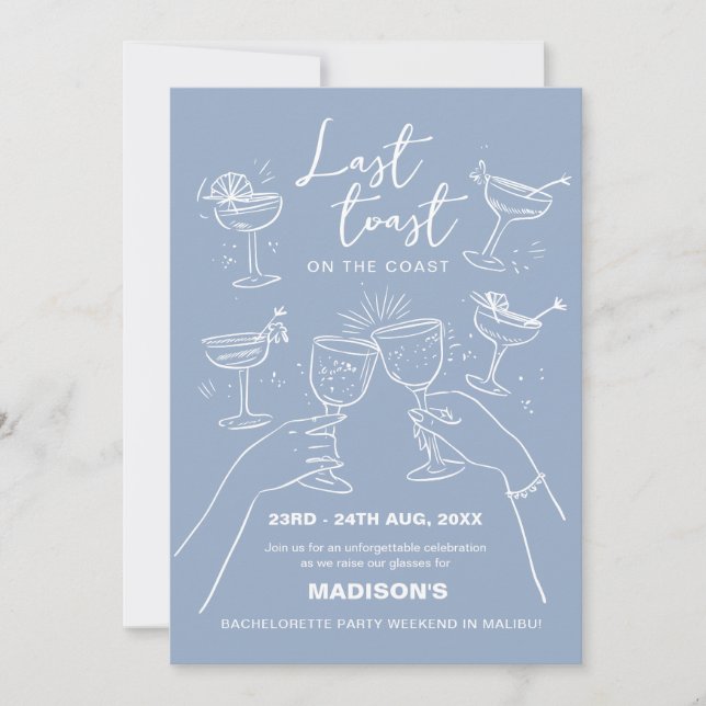 Last Toast on the Coast Beach Bachelorette Weekend Invitation (Front)