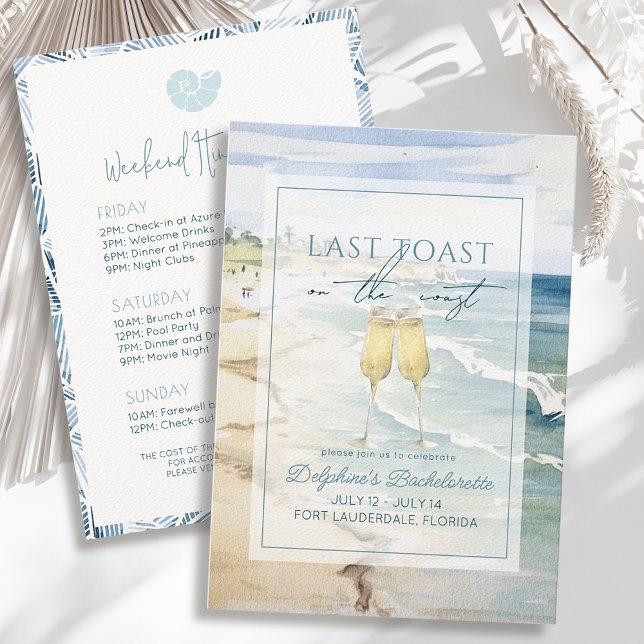 Last Toast on the Coast Beach Bachelorette Weekend Invitation (Creator Uploaded)