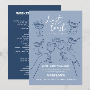 Last Toast on the Coast Beach Bachelorette Weekend Invitation