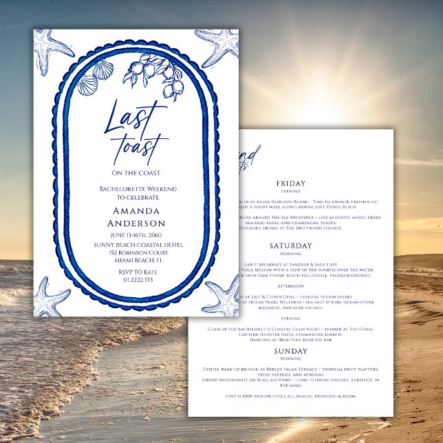 Last Toast On The Coast Beach Bechelorette Weekend Invitation (Creator Uploaded)
