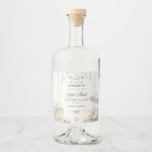 Last Toast on the Coast Beach Blue Bachelorette Liquor Bottle Label