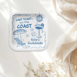 Last Toast on the Coast Beach Blue Bachelorette Paper Plate