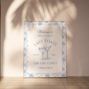 Last Toast on the Coast Beach Blue Bachelorette Poster
