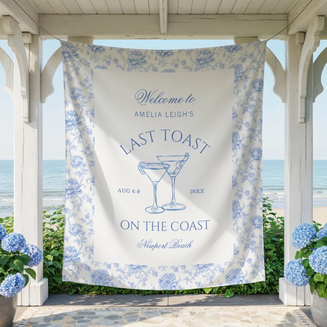 Last Toast on the Coast Beach Blue Floral Tapestry (Creator Uploaded)