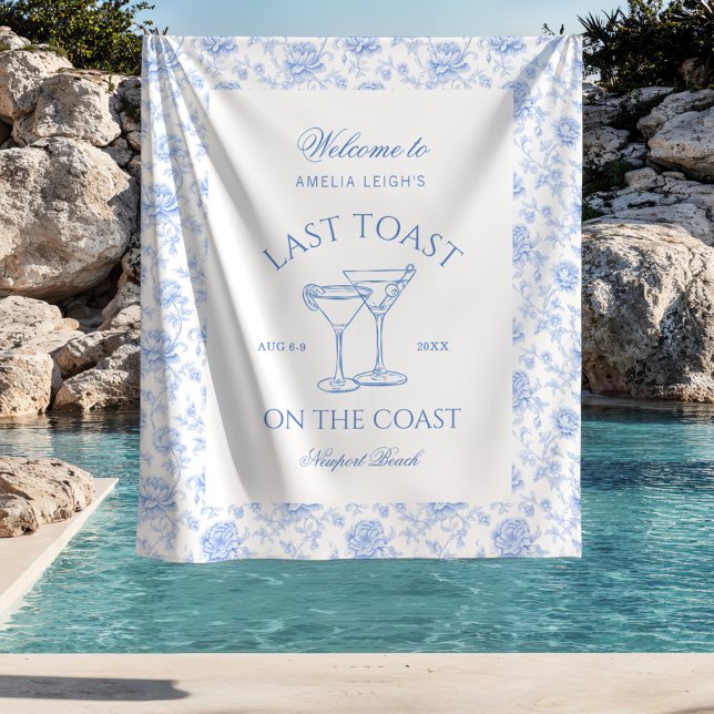 Last Toast on the Coast Beach Blue Floral Tapestry (Creator Uploaded)