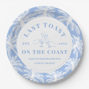 Last Toast On The Coast Beach Coastal Bachelorette Paper Plate