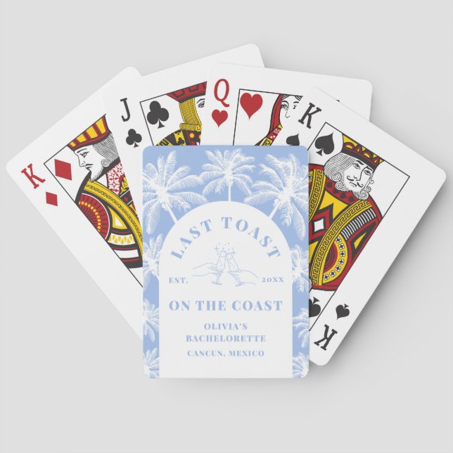 Last Toast On The Coast Beach Coastal Bachelorette Playing Cards (Back)