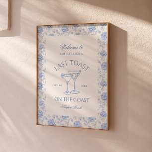 Last Toast on the Coast Beach Floral Bachelorette Poster