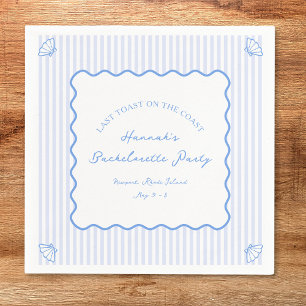 Last Toast on the Coast Blue Bachelorette Party Napkin