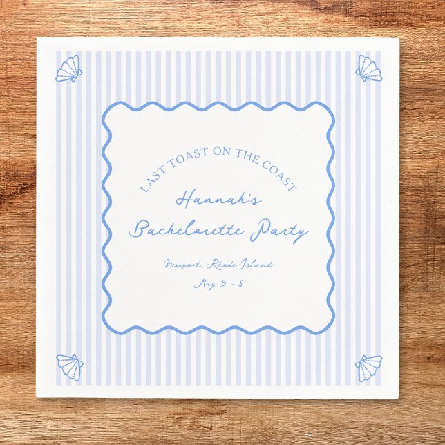 Last Toast on the Coast Blue Bachelorette Party Napkin (Creator Uploaded)