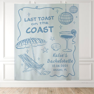 Last Toast On the Coast Blue Bachelorette Tapestry