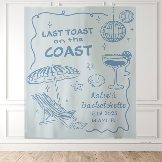 Last Toast On the Coast Blue Bachelorette Tapestry (Creator Uploaded)