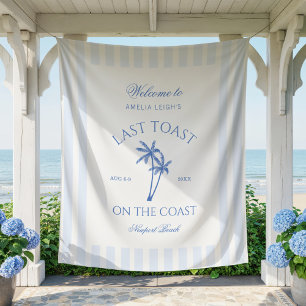Last Toast on the Coast Blue Palm Bachelorette Tapestry