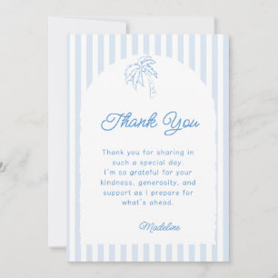 Last Toast on the Coast Blue Stripes Arch Bridal Thank You Card