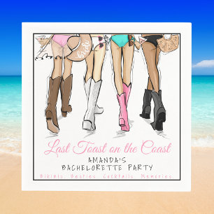 Last Toast on the Coast Boots Bachelorette Party Napkin