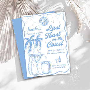 Last Toast On The Coast Coastal Bachelorette Party Invitation
