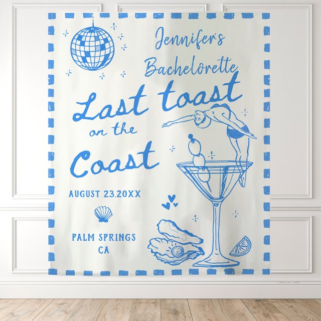 Last Toast On The Coast Coastal Bachelorette Party Tapestry (Creator Uploaded)