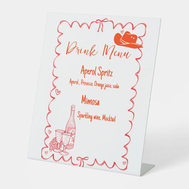 Last Toast On the Coast Drink Menu bachelorette Pedestal Sign (Front)