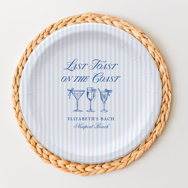 Last Toast on The Coast Elegant Hand Drawn Bows Paper Plate (Creator Uploaded)