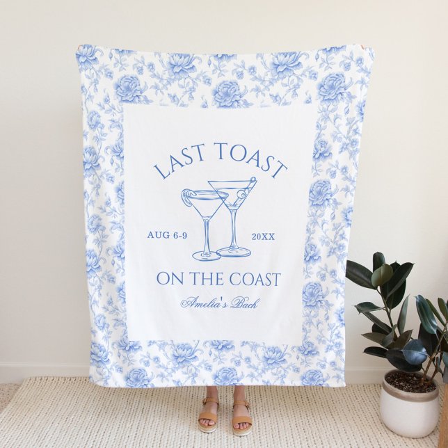 Last Toast on the Coast Floral Bachelorette Fleece Blanket (Creator Uploaded)