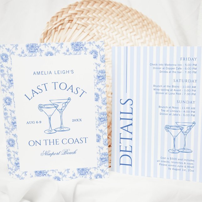 Last Toast On The Coast Floral Bachelorette Invitation (Creator Uploaded)