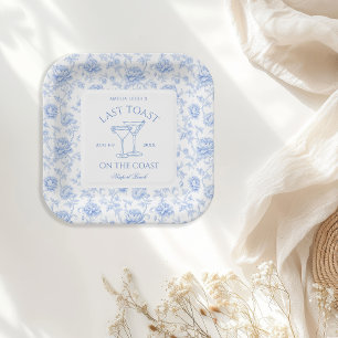 Last Toast on The Coast Floral Bachelorette Paper Plate