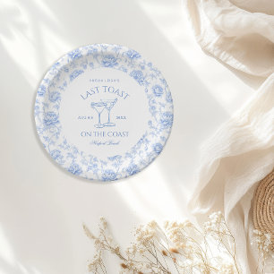 Last Toast on The Coast Floral Bachelorette Paper Plate