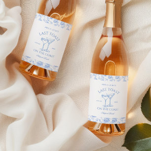 Last Toast on The Coast Floral Bachelorette Wine Label