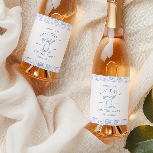 Last Toast on The Coast Floral Bachelorette Wine Label (Creator Uploaded)