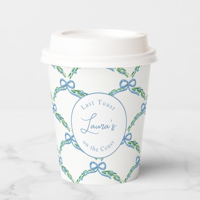 Last Toast on the Coast Grandmillenial Bow Trellis Paper Cups (Front)