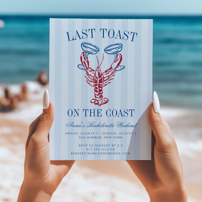 Last Toast on the Coast Lobster Bachelorette Party Invitation (Creator Uploaded)