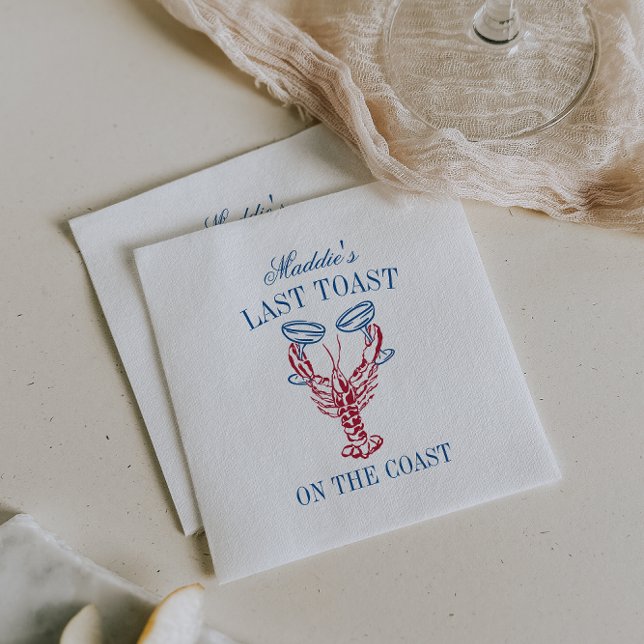 Last Toast on the Coast Lobster Bachelorette Party Napkin (Creator Uploaded)