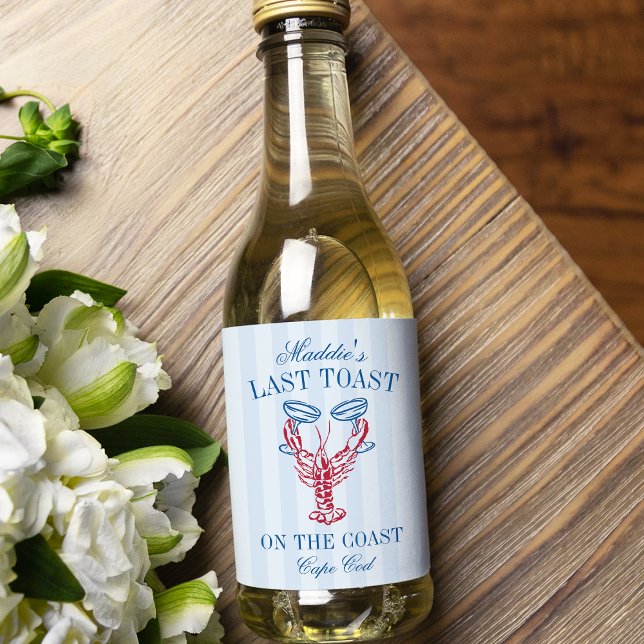 Last Toast on the Coast Lobster Bachelorette Party Wine Label (Creator Uploaded)